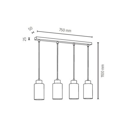 Lámpara colgante BOSCO 4xE27/60W/230V - Certificado FSC