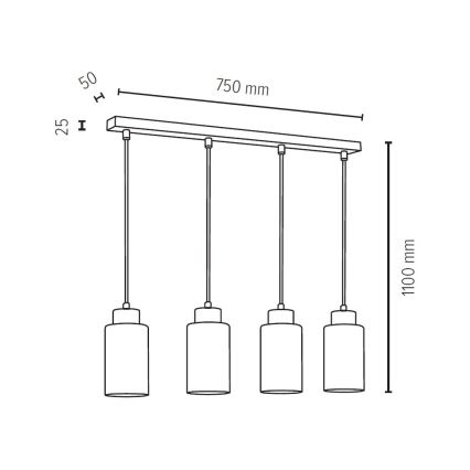 Lámpara colgante BOSCO 4xE27/60W/230V - Certificado FSC