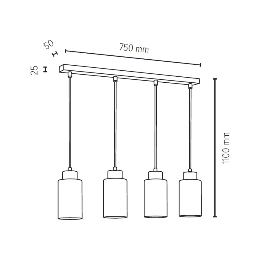 Lámpara colgante BOSCO 4xE27/60W/230V - Certificado FSC