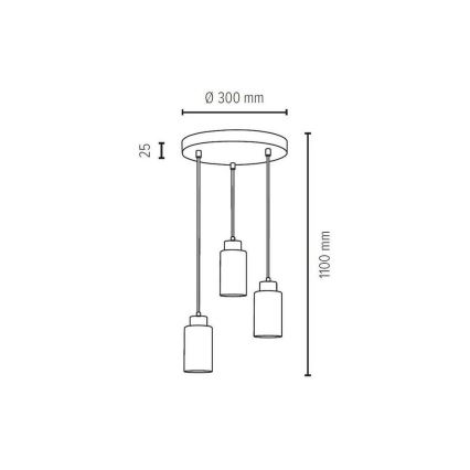 Lámpara colgante BOSCO 3xE27/60W/230V - certificado FSC