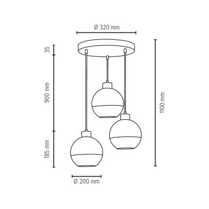 Lámpara colgante FRESH 3xE27/60W/230V - Certificado FSC