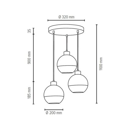 Lámpara colgante FRESH 3xE27/60W/230V - Certificado FSC