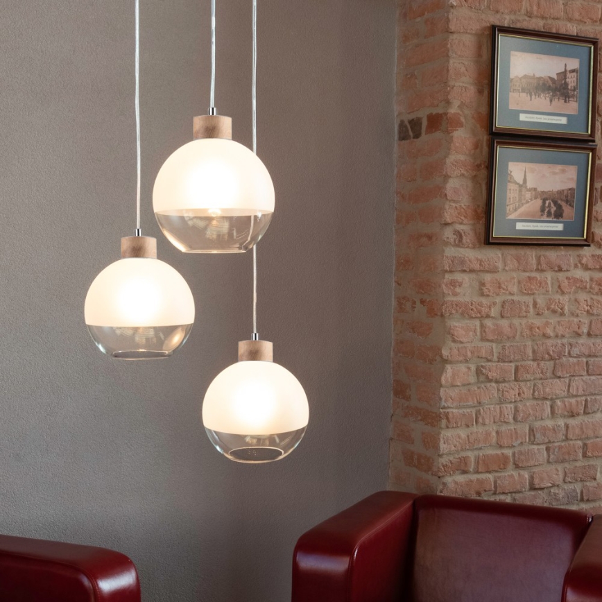Lámpara colgante LINEA 3xE27/60W/230V roble