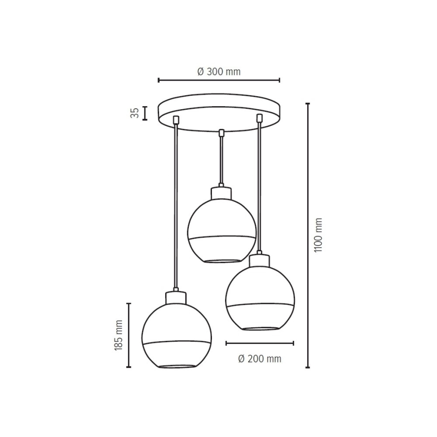 Lámpara colgante LINEA 3xE27/60W/230V roble