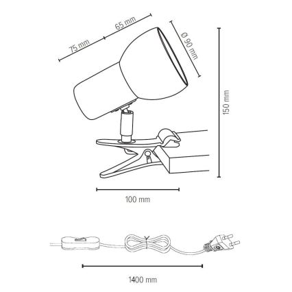 Lámpara con clip SVENDA 1xE27/60W/230V - Certificado FSC