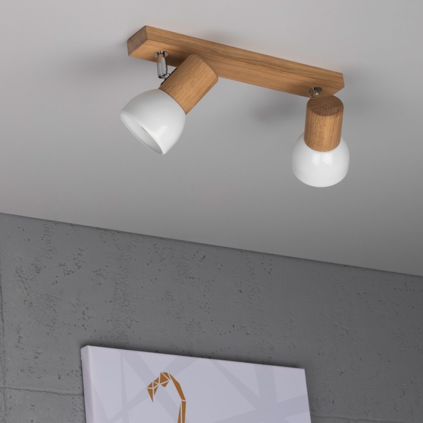 Foco SVENDA 2xE27/60W/230V roble - Certificado FSC
