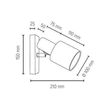 Foco de pared TREEHOUSE 1xE27/25W/230V - Certificado FSC