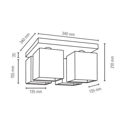 Plafón GREAT 4xE27/25W/230V - Certificado FSC