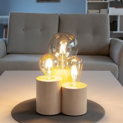 Lámpara de mesa VINCENT 3xE27/15W/230V abedul