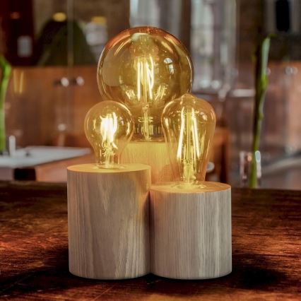 Lámpara de mesa VINCENT 3xE27/15W/230V roble