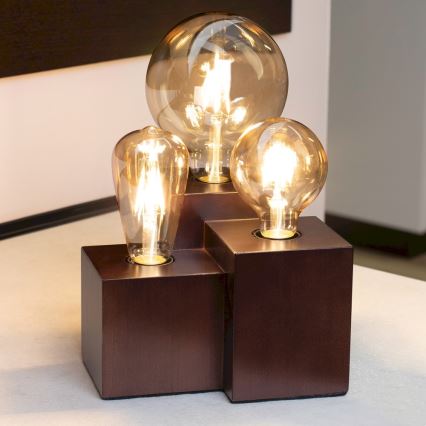 Lámpara de mesa VINCENT 3xE27/15W/230V haya
