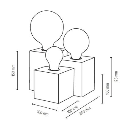 Lámpara de mesa VINCENT 3xE27/15W/230V - Certificado FSC