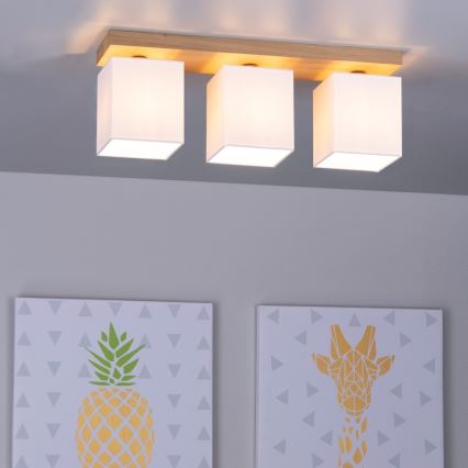 Plafón INGER 3xE27/25W/230V roble - certificado FSC