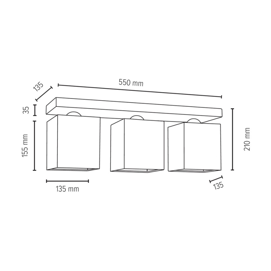 Plafón INGER 3xE27/25W/230V roble - certificado FSC