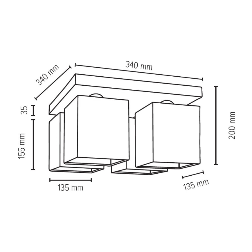 Plafón INGER 4xE27/25W/230V roble - Certificado FSC