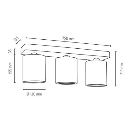 Plafón GENTLE 3xE27/25W/230V hormigón - Certificado FSC