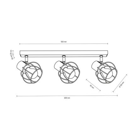 Foco de techo PHIPHI 3xE27/60W/230V roble - Certificado FSC