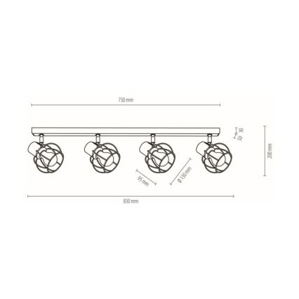 Foco de techo PHIPHI 4xE27/60W/230V roble - Certificado FSC