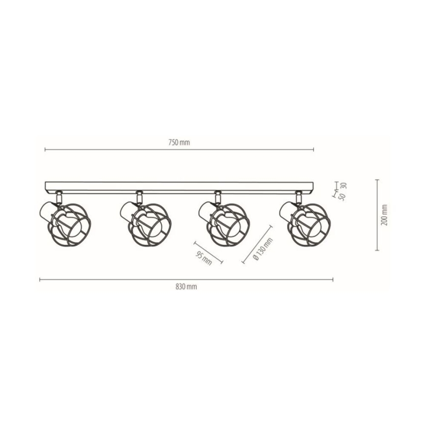 Foco de techo PHIPHI 4xE27/60W/230V roble