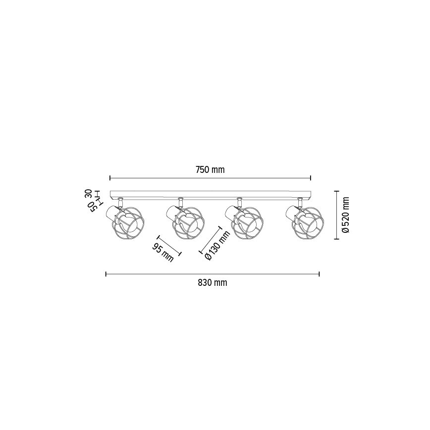 Foco de techo PHIPHI 4xE27/60W/230V roble
