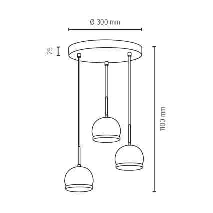 Lámpara LED colgante BALL WOOD 3xGU10/5W/230V - Certificado FSC