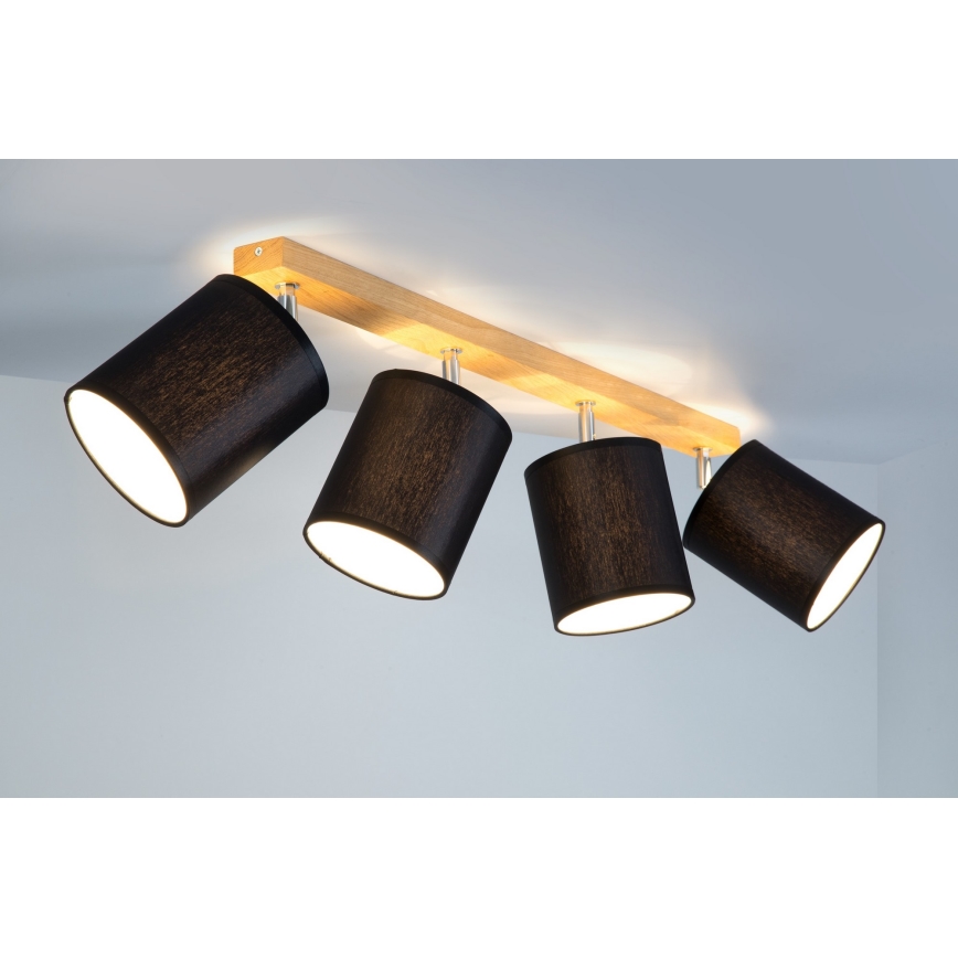 Foco APRILLIA 4xE27/25W/230V roble negro - Certificado FSC