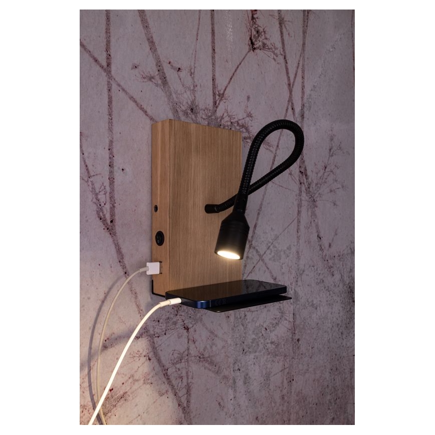 Aplique LECTOR LED/2,5W/230V USB roble – FSC Certificado