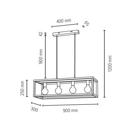 Lámpara colgante KAGO 4xE27/60W/230V roble mate - certificado FSC