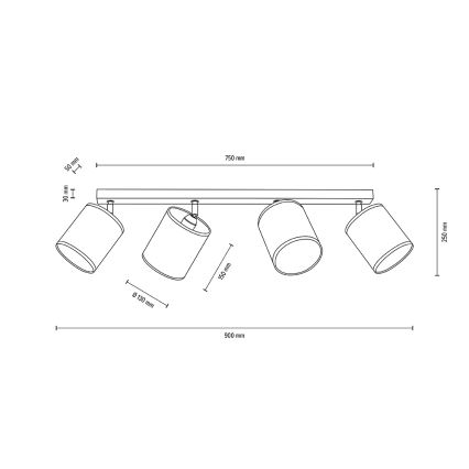 Foco de techo BOHO 4xE27/25W/230V roble - certificado FSC