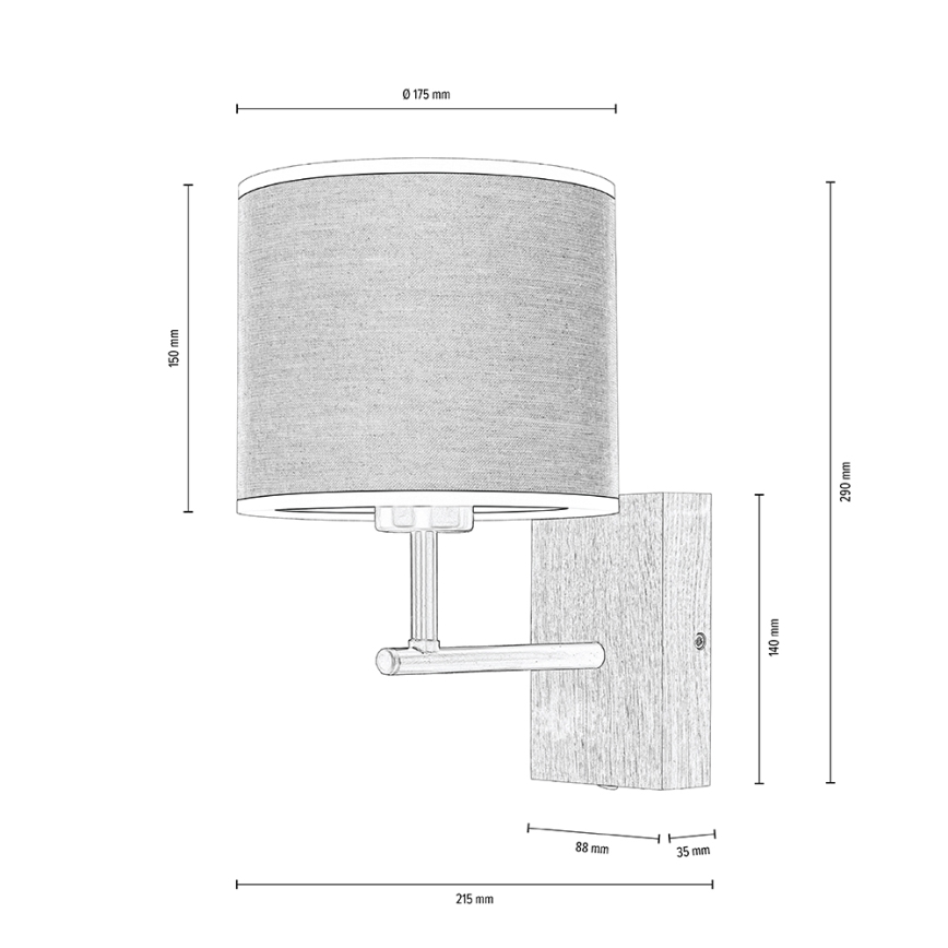 Aplique BOHO 1xE27/25W/230V roble - Certificado FSC