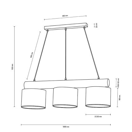 Lámpara colgante PINO MIX 3xE27/40W/230V pino - Certificado FSC