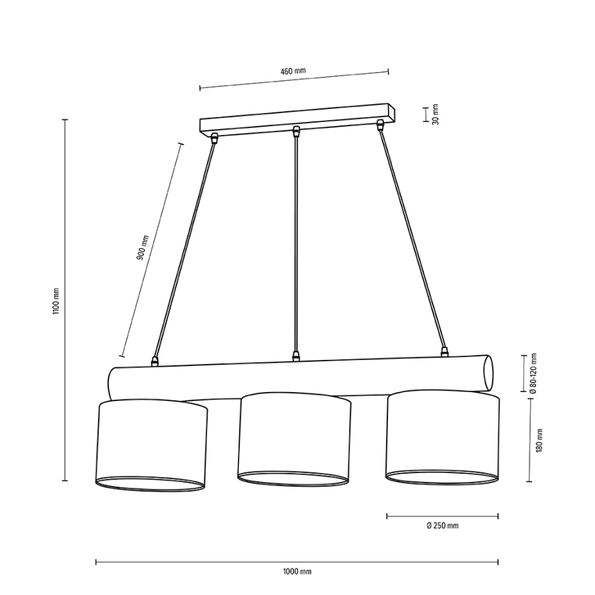 Lámpara colgante PINO MIX 3xE27/40W/230V pino - Certificado FSC