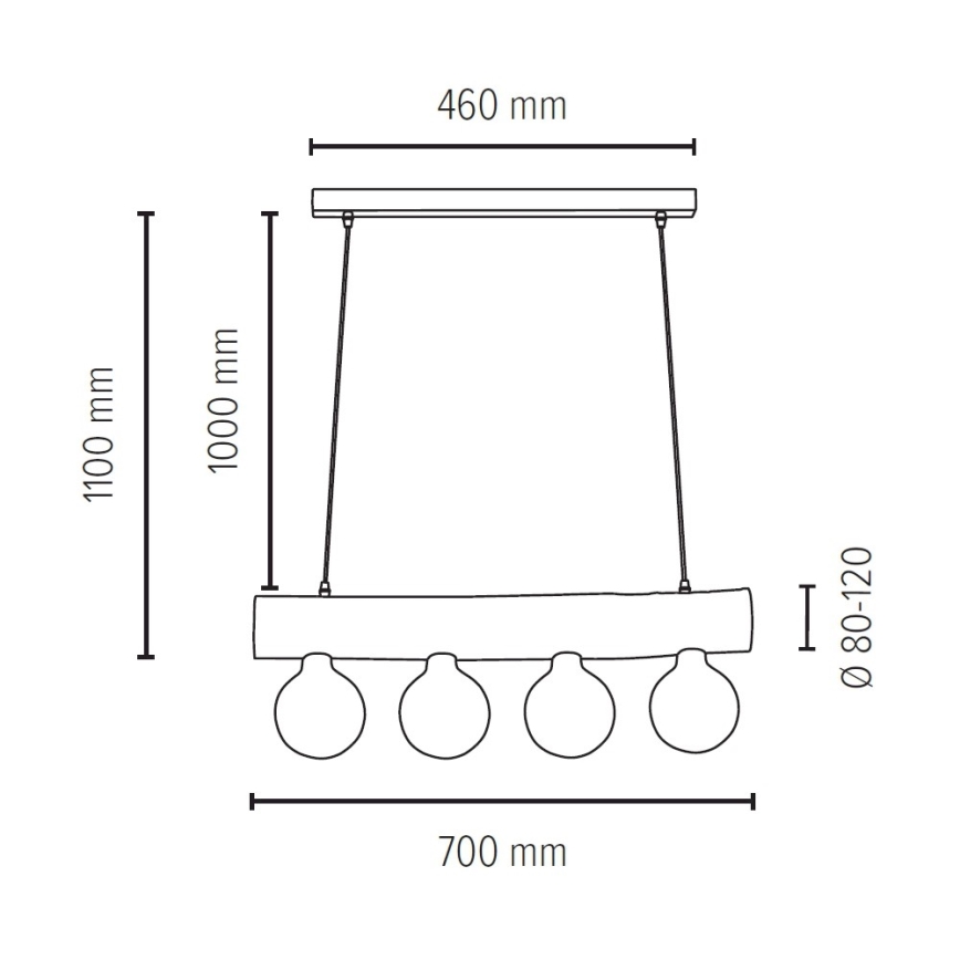 Lámpara colgante TRABO 4xE27/60W/230V - Certificado FSC