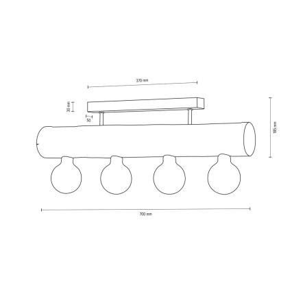 Lámpara de techo TRABO 4xE27/60W/230V pino - certificado FSC