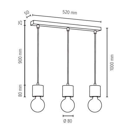 Lámpara colgante TRONGO ROUND 3xE27/60W/230V - Certificado FSC