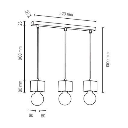 Lámpara de araña colgante TRONGO ROUND 3xE27/60W/230V roble - Certificado FSC