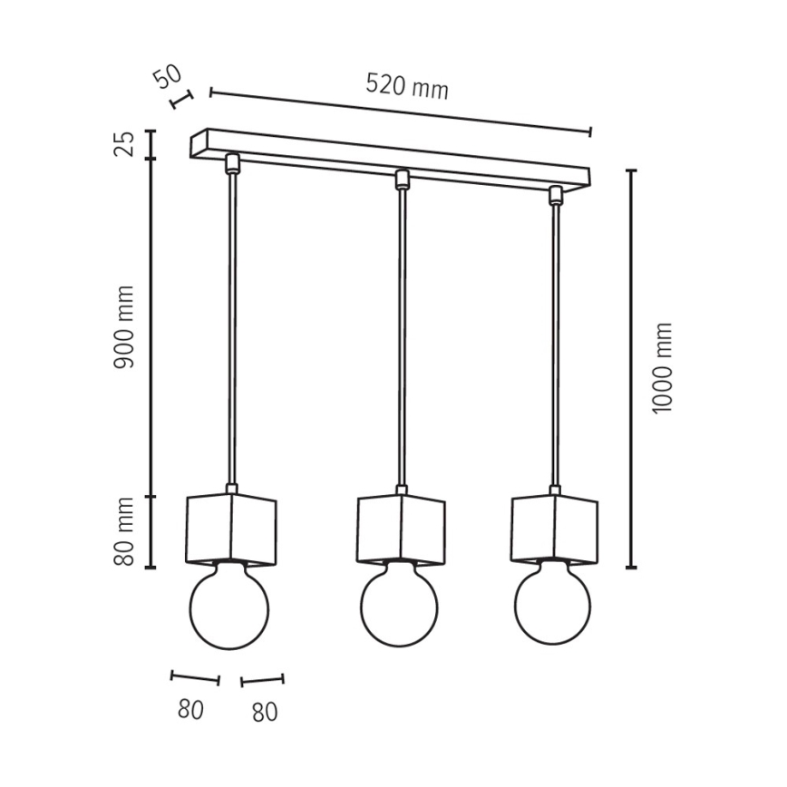 Lámpara de araña colgante TRONGO ROUND 3xE27/60W/230V roble - Certificado FSC