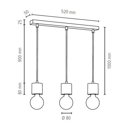 Lámpara colgante PINO 3xE27/60W/230V – Certificado FSC