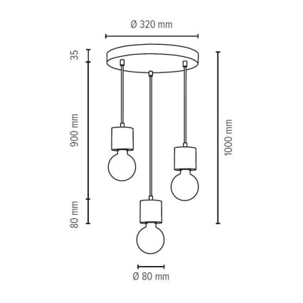 Lámpara colgante STRONG 3xE27/60W/230V - Certificado FSC