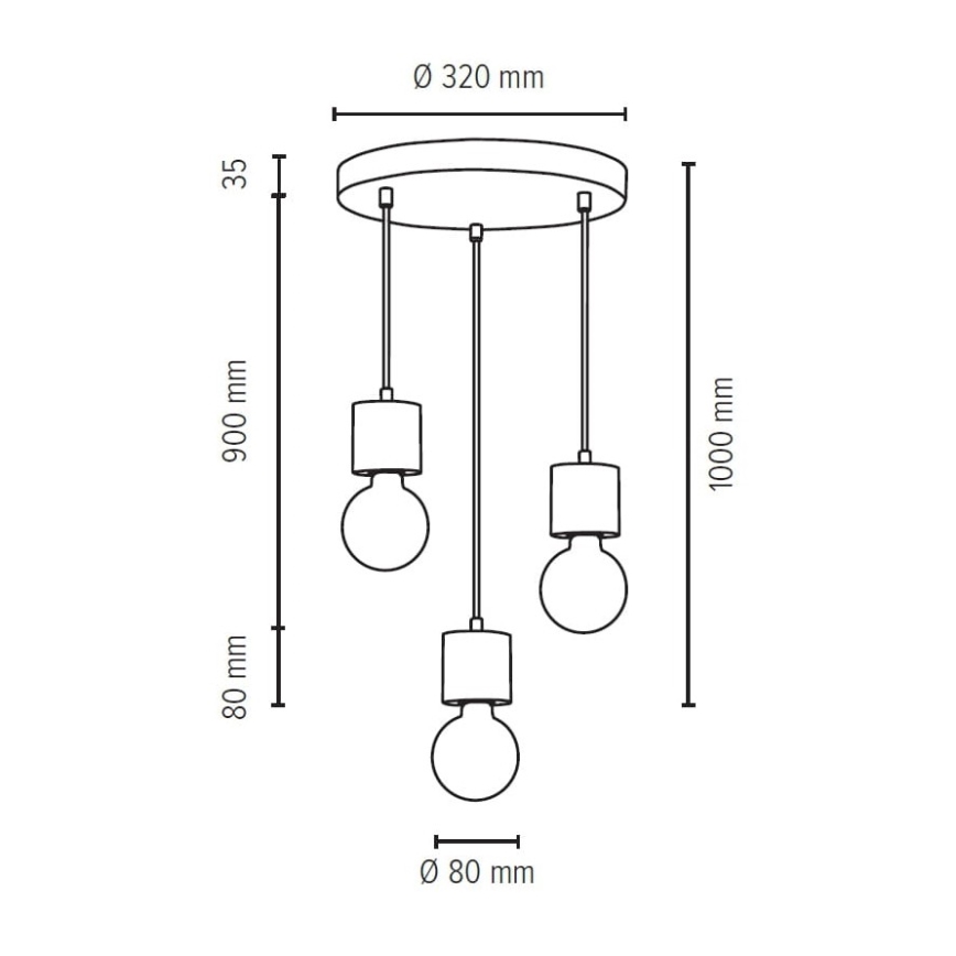 Lámpara colgante STRONG 3xE27/60W/230V - Certificado FSC