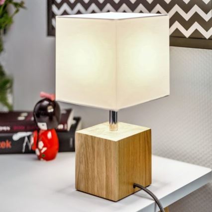 Lámpara de mesa TRONGO SQUARE 1xE27/25W/230V roble