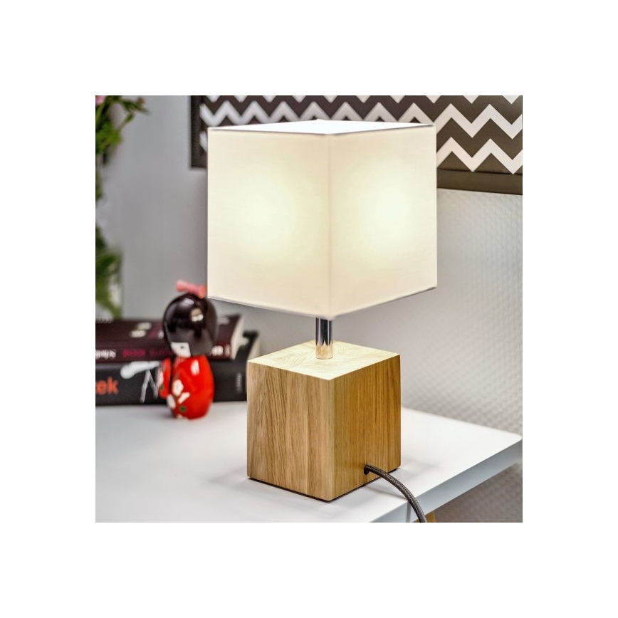 Lámpara de mesa TRONGO SQUARE 1xE27/25W/230V roble