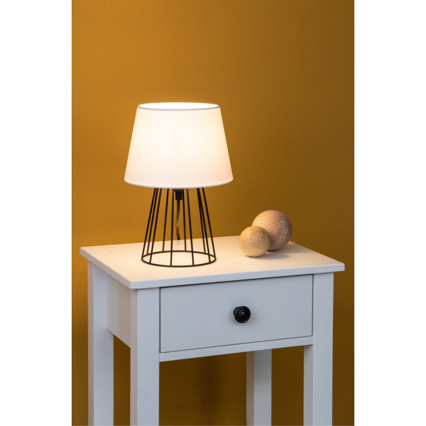 Spot-Light - Lámpara de mesa MANGOO 1xE27/40W/230V blanco/negro - Certificado FSC
