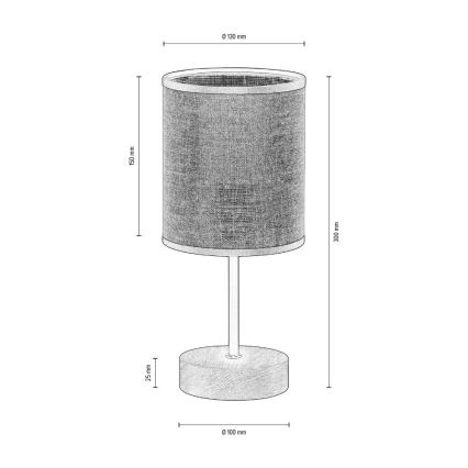Lámpara de mesa NEGRO 1xE27/25W/230V roble