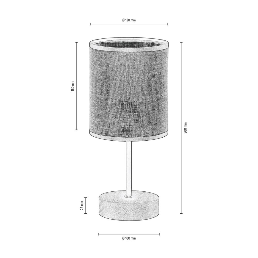 Lámpara de mesa NEGRO 1xE27/25W/230V roble