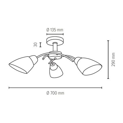 Lámpara de techo VILETTA 3xE27/60W/230V - certificado FSC