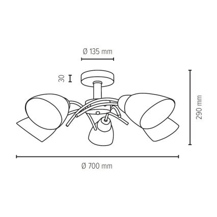 Lámpara de techo VILETTA 5xE27/40W/230V - Certificado FSC