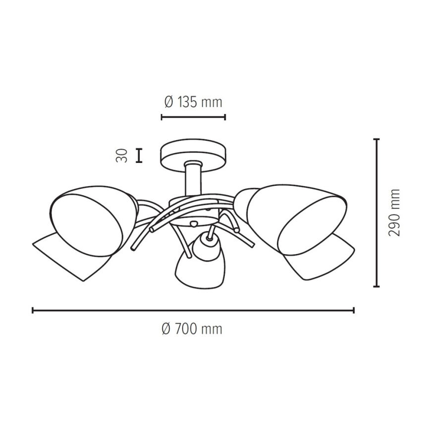 Lámpara de techo VILETTA 5xE27/40W/230V - Certificado FSC