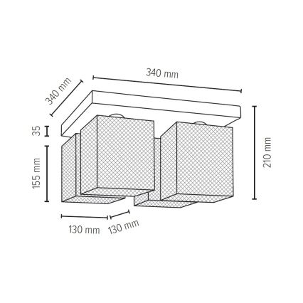 Plafón NORMAN WOOD 4xE27/25W/230V - certificado FSC