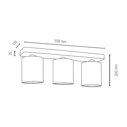 Plafón JENTA 3xE27/25W/230V – Certificado FSC